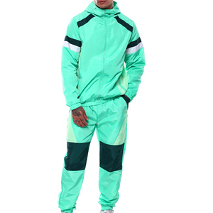 Survêtements pour hommes coupe-vent léger et imperméable à l'eau avec logo personnalisé Ensemble de survêtements coupe-vent à couleurs contrastées pour l'extérieur pour hommes - Product Image 1