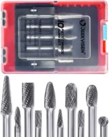 Juego de fresas de carburo de tungsteno de 1/4 pulgada para amoladora, 10 piezas, fresa rotativa de doble corte, herramienta para desbarbar, acabar y tallar metal