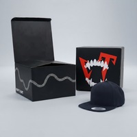 Boîte d'expédition en carton ondulé noir de luxe moderne, sur mesure, avec logo personnalisé, pelliculage mat, revêtement UV, taille personnalisée, pour casquette de baseball
