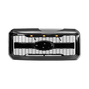 Grilles de voiture Noir brillant Grille de pare-chocs avant style <span class=keywords><strong>Raptor</strong></span> avec trou d'emblème et lumières pour 2011-2016 <span class=keywords><strong>Ford</strong></span> F250 F350 <span class=keywords><strong>Super</strong></span> <span class=keywords><strong>Duty</strong></span> - Product Image 2