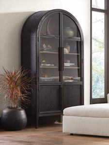 American Retro Arch Antique Cabinet Custom-made Solid <strong>Oak</strong> Wood Bookcase &amp; Wine Locker for Living Room Against Wall Storage <strong>Unit</strong> - Product Image 5
