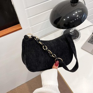 Sac fourre-tout en velours côtelé style littéraire avec fermeture éclair, doublure en cuir véritable, design simple et décontracté pour femme, mini sac à bandoulière de couleur unie - Product Image 6