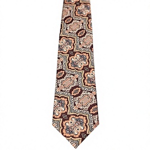 Cravate en soie classique à motif paisley bleu marine, rouge et jaune pour mariage - Product Image 3