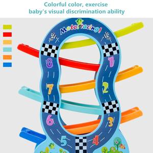 Pista de carreras de rampa de coche deslizante de madera de color en forma de U juguete para niños juguetes educativos de aprendizaje - Product Image 5