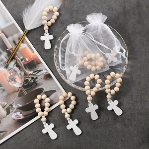 Komi Hạt Gỗ Mân Côi Với Chữ Thập Vòng Đeo Tay Quyến Rũ Handmade Bằng Gỗ Đính Cườm Vòng Đeo Tay <span class=keywords><strong>Bangles</strong></span> Cho Nam Giới Phụ Nữ Căng Vòng Tay Quà Tặng - Product Image 5