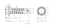 Vis autoperceuse à tête hexagonale en acier galvanisé ISO métrique Junchuang, filetage fin, grade 8.8, M12x50, pour la construction (vente en gros)