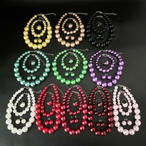 811 स्टाइलिश नई फैशन नकल मोती कंगन साफ क्रिस्टल नेकलेस पोशाक पोशाक के गहने महिलाओं को शादी के उपहार के लिए सेट करती है - Product Image 5