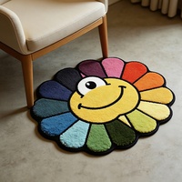 Tapis personnalisés en forme de tournesol, antidérapants, épais, à fleurs colorées, doux et moelleux pour la décoration de la maison