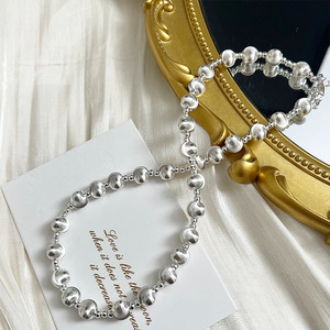 สร้อยคอเงินแท้ 925 ลูกปัดทรงกลมสำหรับผู้หญิงใส่ได้ทุกวัน - Product Image 2