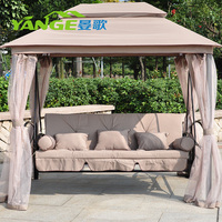 Chaise d'extérieur à bascule, baldaquin solaire, pour jardin, lit-balançoire, avec moustiquaire