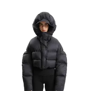 कस्टम उच्च गुणवत्ता वाली महिलाओं की पफ़र जैकेट गर्म वाटरप्रूफ प्लस साइज़ मोटी डाउन जैकेट हुड वाली शीतकालीन महिला कोट