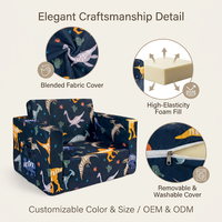 Canapé-lit pliable confortable en tissu pour enfants de plus de 2 ans, motif animal de dessin animé mignon, pour chambre à coucher et salon