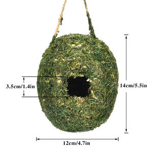 Hete Nieuwe Creatieve Hangende Mosvogel Nest Charmante Kolibrie Huis Massief Hout Buitenkooi Decoratief Vogelhuisje - Product Image 4