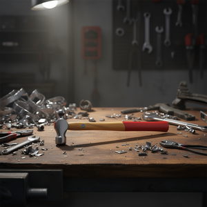 Martillo de punta esférica 383 N con mango de madera y cabeza metálica para reparación de metales - Product Image 3