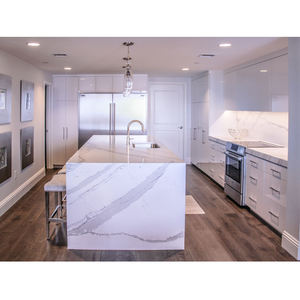 Armoire de <span class=keywords><strong>cuisine</strong></span> blanche en laque brillante, Design personnalisé, de luxe, armoire de <span class=keywords><strong>cuisine</strong></span> moderne avec Island, nouveau - Product Image 2