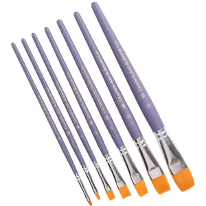 Sanat malzemeleri üreticileri özel logo naylon kolu Paintbrush Set sanat boya fırçaları profesyonel mor boya fırçaları