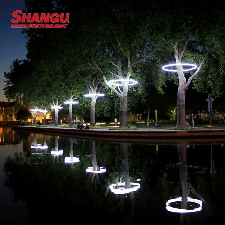 Outdoor Landscape Plants Decoration Ring Pendant Lamps Aluminum