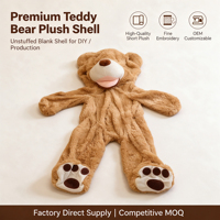 Grand ours en peluche couleur caramel avec museau crème et patins cousus, ours doux pour la décoration moderne des canapés et cadeau pour une ambiance douillette