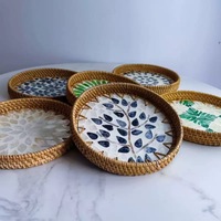 Plateau, Corbeille à Fruits, Panier en Rotin Tressé, Panier de Rangement pour Snacks, Panier à Pâtisseries, Fruits et Pain pour Salon / Ensemble de 3 Pièces