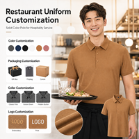 Camiseta Polo de Color Sólido para Hombre, Uniforme de Trabajo Personalizado al por Mayor para Restaurantes, Uniforme para Personal de Servicio de Alimentos con Logotipo OEM