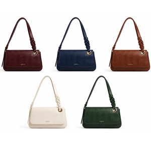 Sac à bandoulière en cuir PU pour femme, bordeaux, texture chevrons, avec rabat et poignée supérieure, sangle tressée, style bandoulière, sac de mode quotidien - Product Image 6