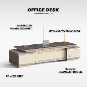 โต๊ะทำงานผู้บริหารไม้ พร้อมระบบไฟฟ้าในตัว พื้นที่ทำงานกว้าง และที่เก็บของแบบมีกุญแจสำหรับสำนักงานองค์กรสมัยใหม่ - Product Image 3