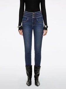 Jean en denim mélange triple anneau taille haute, coupe fuselée, très extensible, doublure polaire intérieure, style skinny, décontracté hiver, écoresponsable - Product Image 2
