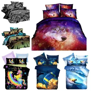 Factory wholesale New popular hot selling product 3D printing technology 3-piece set of microfiber bedding set