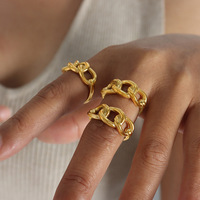 Mlluki Trendiger Edelstahl Hypoallergener Ring Schmuck im Breiten Kubanischen Kettenstil Nicht Verstellbares Accessoire für Frauen