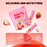 Poudre de Collagène et Glutathion Beauté Lait Fraise 50 000mg pour Éclaircissement de la Peau, Éclat, Soutien des Cheveux et des Ongles, Complément Alimentaire
