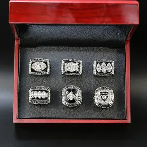 6 Buah Cincin Kejuaraan Oakland Raiders 6 Tahun Setelan Cincin Klasik Nostalgia Memorial Populer Eropa dan Amerika