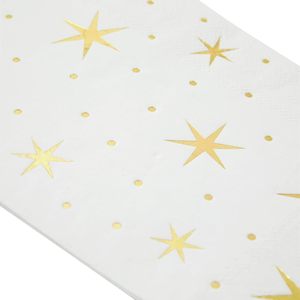 Serviettes en papier imprimées étoiles dorées, 20 pièces, 2 plis, jetables, pour fêtes d'anniversaire - Product Image 2