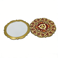 Nouveau miroir de maquillage pliable de poche, mini, portable, en métal antique, rond, simple, avec logo personnalisé, pour femmes, cadeau