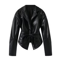 2025 hiver polyvalent marron manches longues col en v à lacets veste manteaux casual Chic femme vêtements d'extérieur femmes haute rue veste en cuir