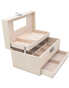 Joyero OEM ODM hecho a medida Caja de regalo de joyería de cuero PU abierto multifacetado con espejo - Product Image 1