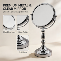 Double Sided Swivel Round Vanity Mirror 3X/5X Magnifying Custom Logo Personalized Metal Bracket Contemporary Home Office Decor