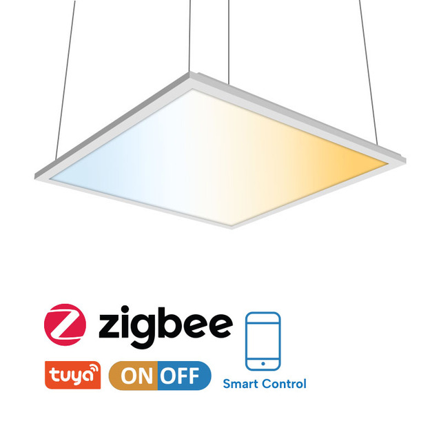 APP Control LED Panel Light 130lm/W 150LM/W Smart Dimmable Square Ceiling Light 6060 2x2ft Zigbee CCT Selectable Panel Light
