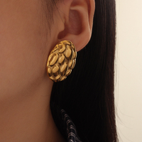 Pavé points collier Bracelet bague boucles d'oreilles ensembles plaqué or en acier inoxydable mode ensemble de bijoux potelé ovale incurvé charme