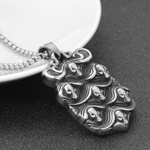 Collar de Acero Inoxidable con Colgante de Calavera Fantasma de 30mm, Diseño Geométrico Unisex para Fiesta - Product Image 2