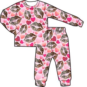 Conjunto de Pijamas para el Día de San Valentín al por Mayor, Sublimación con Estampado de Besos, Conjunto Familiar de Mamá e Hija, Ropa para Niños y Bebés - Product Image 2