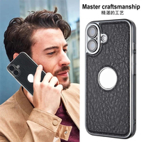 Étui de téléphone en cuir PU électroplaqué antichoc pour iPhone 16 Pro Max/16 Pro/16 Plus/16 avec protection de l'appareil photo et protection contre les chutes