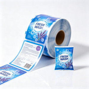 Rouleau d'autocollants laminés imprimés sur mesure, étiquettes d'emballage découpées, autocollants adhésifs bleus et blancs pour emballages de détail - Product Image 6