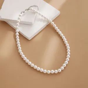 6mm 8mm Pearl Necklace High Quality Imitation Pearl Glass Pearl Beaded Women's Necklace Choker Mother's Day Jewelry Gi