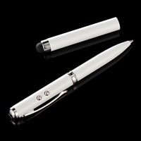 Stylo bille métallique 4-en-1 avec logo personnalisé, pointeur laser, pointe tactile 1,0 mm, pointe balle, lumière LED – Idéal pour l'enseignement, les présentations et comme cadeau