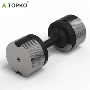 Ensemble d'haltères réglables TOPKO, design breveté, entraînement musculaire, réglage rapide, incrément de 1 kg, chrome - Product Image 2