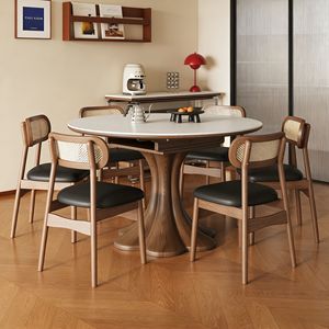 Moderna y Lujosa Mesa <span class=keywords><strong>de</strong></span> <span class=keywords><strong>Comedor</strong></span> Redonda Extensible <span class=keywords><strong>de</strong></span> Madera Maciza para 6 Personas, Base <span class=keywords><strong>de</strong></span> Madera Maciza <span class=keywords><strong>de</strong></span> Nogal, Mesa <span class=keywords><strong>de</strong></span> <span class=keywords><strong>Comedor</strong></span> Extensible <span class=keywords><strong>de</strong></span> Cuadrada a Redonda - Product Image 3