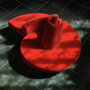 WBERT Custom Italian Curved <b>Corner</b> Sofa Set Creative Shopping Mall Sitting Area Fabric Material for Hotel Villa Beauty Salon - Product Image 5