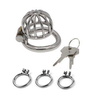 BDSM Bondage juguetes sexuales hombres <span class=keywords><strong>Acero</strong></span> <span class=keywords><strong>inoxidable</strong></span> castidad jaula bloqueo cinturón de castidad dispositivo pene jaula esclavo castigar diversión para parejas - Product Image 5