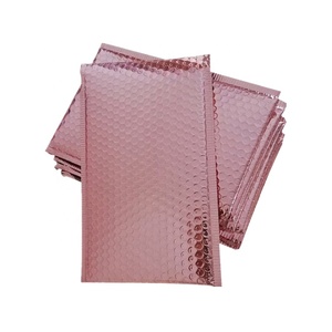 Sacs de livraison express, enveloppes rembourrées en feuille d'aluminium métallique Rose or, poly bulle colorée, pour la livraison express