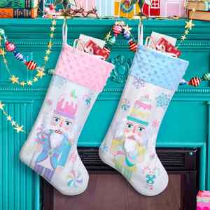 Wholesale Velvet <b>Nutcrackers</b> Soldier Stocking Present for Christmas Hanging Candy Stockings Pouch Bag Ornaments - Product Image 1